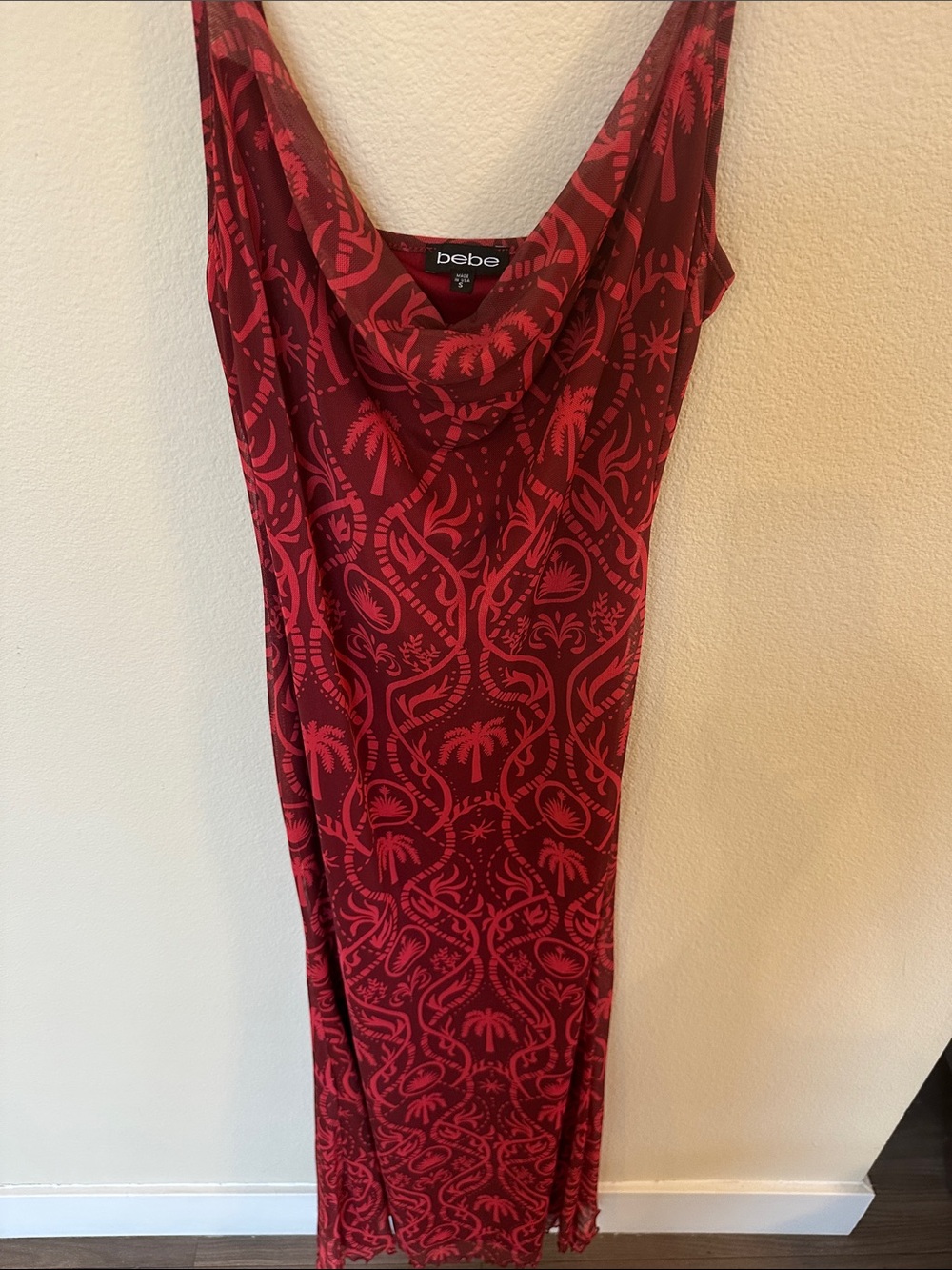 Bebe Red Patterned Maxi Dress - Picture 3 of 5